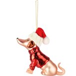 Dekoratief | Hanger teckel, rood, glas, 14x3x9cm | A265645