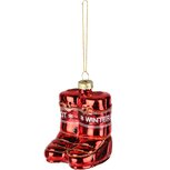 Dekoratief | Hanger moonboots, rood, glas, 6x6x7cm | A265643