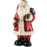 Dekoratief | Santa staand m/zak, rood/wit/zwart, keramiek, 12x10x24cm | A265433