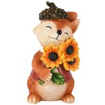 Dekoratief | Vosje m/zonnebloemen, oranje/geel, resina, 7x6x13cm | A265439