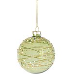 Dekoratief | Hanger bal m/kraaltjes, groen/transparant, glas, 8x8x8cm | A265635