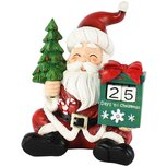 Dekoratief | Santa m/kalender, rood/groen/wit, resina, 14x12x18cm | A265444