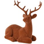 Dekoratief | Hert liggend 'Flocked', bruin, resina/polyester, 16x10x16cm | A265628