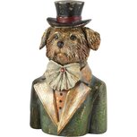 Dekoratief | Buste hond m/hoed, groen/brons, resina, 14x10x23cm | A265448