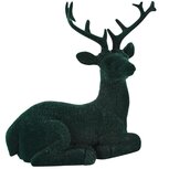 Dekoratief | Hert liggend 'Flocked', groen, resina/polyester, 16x10x16cm | A265626