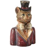 Dekoratief | Buste kat m/hoed, bordeau/brons, resina, 14x10x22cm | A265449