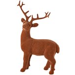 Dekoratief | Hert staand 'Flocked', bruin, resina/polyester, 16x12x22cm | A265627