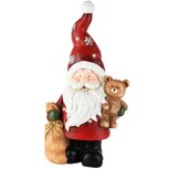 Dekoratief | Santa staand m/beertje/zak, magnesium, LED, 23x15x45cm | A265624