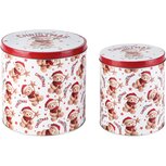 Dekoratief | Set 2 bewaardozen 'Festive Teddy', metaal, 18x18x18cm | A265618