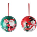 Dekoratief | Hanger opvulbal Santa/Sneeuwman, metaal, 7x7x7cm, set van 2 stuks | A265617