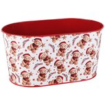 Dekoratief | Bloempot ovaal 'Festive Teddy', metaal, 23x14x11cm | A265614