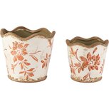 Dekoratief | Set 2 bloempotten 'Rustic Petals', keramiek, 16x16x15cm | A265463