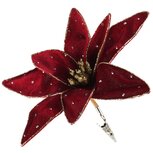 Dekoratief | Deco bloem op clip, rood, polyester, 20x20cm | A265532