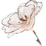Dekoratief | Deco bloem op clip, roze/goud, polyester, 15x15x7cm | A265577