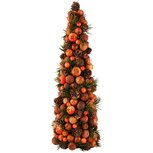 Dekoratief | Kegel vorm m/bessen/dennenappels, oranje, naturel, 14x14x39cm | A265525