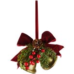 Dekoratief | Hanger belletjes m/bessen/dennenappel, rood/naturel, 19cm | A265523