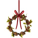 Dekoratief | Kransje m/bessen/dennenappels, rood/naturel, 16x16x3cm | A265518