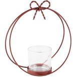 Dekoratief | Theelichthouder boog m/strikje, terra, glas/metaal, 22x9x25cm | A265496