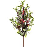 Dekoratief | Deco tak m/bessen/dennenappels, groen/rood, pvc, 15x15x43cm | A265547