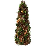 Dekoratief | Kegel vorm m/dennenappels, groen, naturel, 16x16x42cm | A265502
