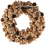 Dekoratief | Krans m/besjes/dennenappels, goud/naturel, 31x31x7cm | A265504