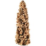 Dekoratief | Kegel vorm m/besjes/dennenappels, goud/naturel, 17x17x49cm | A265507