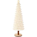 Dekoratief | Deco boompje op voet, wit, chenille/polyester, 18x18x48cm | A265537