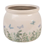 Clayre & Eef | Bloempot Binnen Beige Groen ø 12x10 cm | 6CE2441S