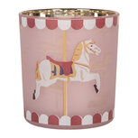 Clayre & Eef | Waxinelichthouder Roze Wit ø 7x8 cm | 6GL5464