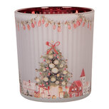 Clayre & Eef | Waxinelichthouder Grijs Rood ø 7x8 cm | 6GL5466
