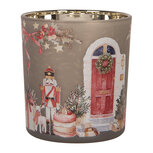 Clayre & Eef | Waxinelichthouder Grijs Rood ø 7x8 cm | 6GL5468