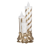 Clayre & Eef | Decoratie kaars met LED Goudkleurig Wit 19x16x41 cm / 3xAA | 6PR6258