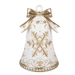 Clayre & Eef | Decoratie Bel Wit goudkleurig ø 18x26 cm | 6PR6262