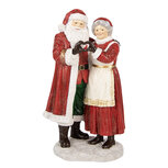 Clayre & Eef | Decoratie Kerstman en kerstvrouw Rood Wit 13x9x23 cm | 6PR6319