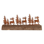 Clayre & Eef | Kerstdecoratie Beeld Rendieren en Kerstbomen Bruin 25x5x6 cm | 6Y6191