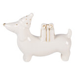 Clayre & Eef | Decoratie Hond Wit Goudkleurig 8x2x5 cm | 6CE2430
