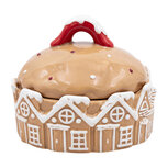 Clayre & Eef | Voorraadpot met deksel Bruin Wit ø 16x13 cm | 6CE2426