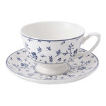 Clayre & Eef | Kop en schotel Wit Blauw 200 ml | 6CEKS0150
