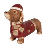 Clayre & Eef | Decoratie Hond Bruin Rood 42x12x27 cm | 6MG0169