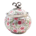 Clayre & Eef | Decoratie pot met deksel Roze Groen ø 23x25 cm | 6PR6223