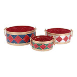 Clayre & Eef | Decoratie schaal (3) Rood Goudkleurig 35x31x13 / 29x26x12 / 23x21x9 cm | 6Y6031