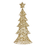 Clayre & Eef | Kerstdecoratie Kerstboom met LED Goudkleurig 30x10x61 cm / 3xAA | 50923