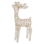 Clayre & Eef | Kerstdecoratie Rendier met LED Goudkleurig 45x18x85 cm / 3xAA | 50925