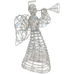 Clayre & Eef | Kerstdecoratie Engel met LED Zilverkleurig 22x8x30 cm / 3xAA | 66786