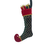 Clayre & Eef | Kerstsok Decoratie Kerstsok Groen Rood 23x7x32 cm | 66630