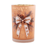 Clayre & Eef | Waxinelichthouder Bruin Wit ø 12x18 cm | 6GL5386