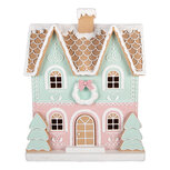 Clayre & Eef | Decoratie Huis Bruin Groen 38x20x48 cm | 6PR6370