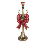 Clayre & Eef | Kandelaar Goudkleurig Rood 15x12x45 cm | 6PR6380