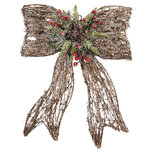 Clayre & Eef | Decoratie Strik met LED Bruin Groen 41x10x51 cm / 3xAA | 6RO0623