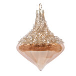 Clayre & Eef | Kerstbal Beige Wit ø 8x10 cm | 6GL5129